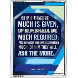 WHOMSOEVER MUCH IS GIVEN   Inspirational Wall Art Frame   (GWARMOUR4752)   "12X18"