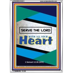 WITH ALL YOUR HEART   Large Frame Scripture Wall Art   (GWARMOUR4811)   