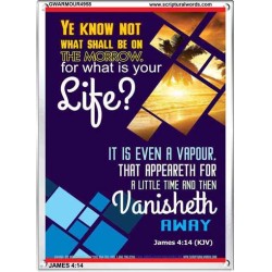 WHAT IS YOUR LIFE   Framed Bible Verses   (GWARMOUR4958)   "12X18"