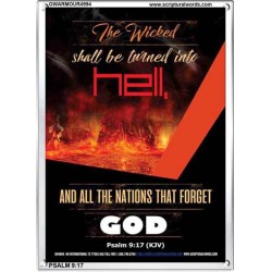THE WICKED SHALL BE TURNED INTO HELL   Large Frame Scripture Wall Art   (GWARMOUR4994)   