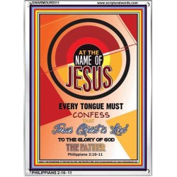 AT THE NAME OF JESUS   Framed Restroom Wall Decoration   (GWARMOUR5311)   