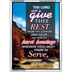 THE LORD SHALL GIVE THEE REST   Framed Bible Verse Online   (GWARMOUR6427)   