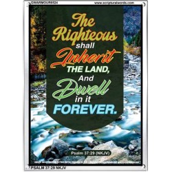 THE RIGHTEOUS SHALL INHERIT THE LAND   Contemporary Christian Poster   (GWARMOUR6524)   