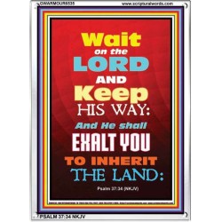 WAIT ON THE LORD   Bible Verses Wall Art Acrylic Glass Frame   (GWARMOUR6535)   "12X18"