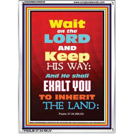 WAIT ON THE LORD   Bible Verses Wall Art Acrylic Glass Frame   (GWARMOUR6535)   