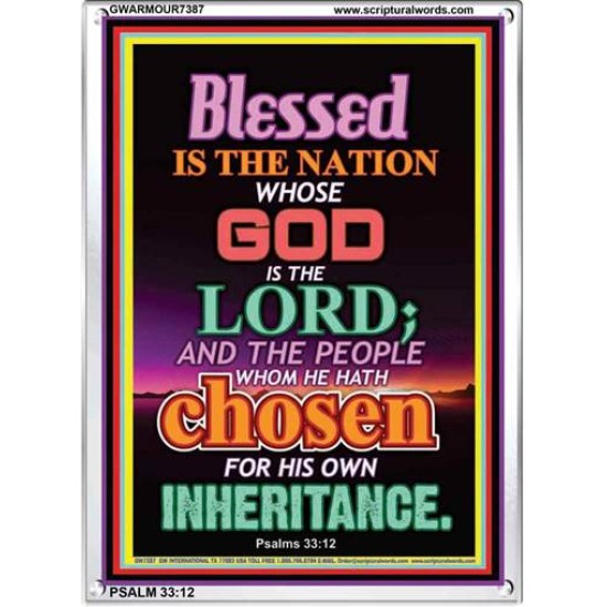 THE NATION WHOSE GOD IS THE LORD   Framed Business Entrance Lobby Wall Decoration    (GWARMOUR7387)   