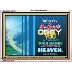 YOUR NAMES ARE WRITTEN IN HEAVEN   Christian Quote Framed   (GWARMOUR7527)   "18X12"