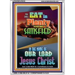 YOU SHALL EAT IN PLENTY   Bible Verses Frame for Home   (GWARMOUR8038)   "12X18"