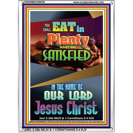 YOU SHALL EAT IN PLENTY   Bible Verses Frame for Home   (GWARMOUR8038)   