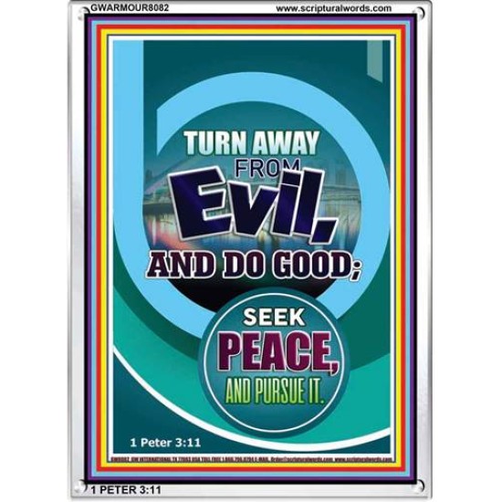 TURN AWAY FROM EVIL   Encouraging Bible Verses Framed   (GWARMOUR8082)   