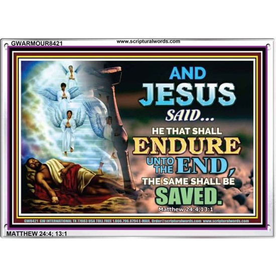 YE SHALL BE SAVED   Unique Bible Verse Framed   (GWARMOUR8421)   