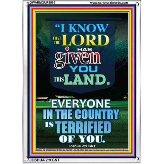 THE LORD HAS GIVEN YOU THIS LAND   Christian Wall Dcor Frame   (GWARMOUR8595)   