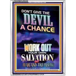 WORK OUT YOUR SALVATION   Bible Verses Wall Art Acrylic Glass Frame   (GWARMOUR9209)   "12X18"