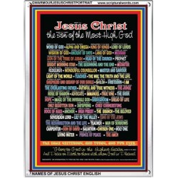 NAMES OF JESUS CHRIST WITH BIBLE VERSES   Religious Art Acrylic Glass Frame   (GWARMOURJESUSCHRISTPORTRAIT)   "12X18"