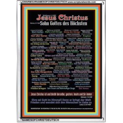 NAMES OF JESUS CHRIST WITH BIBLE VERSES IN GERMAN LANGUAGE {Namen Jesu Christi}   Acrylic Glass Frame  (GWARMOURNAMESOFCHRISTDEUTSCH)   "12X18"