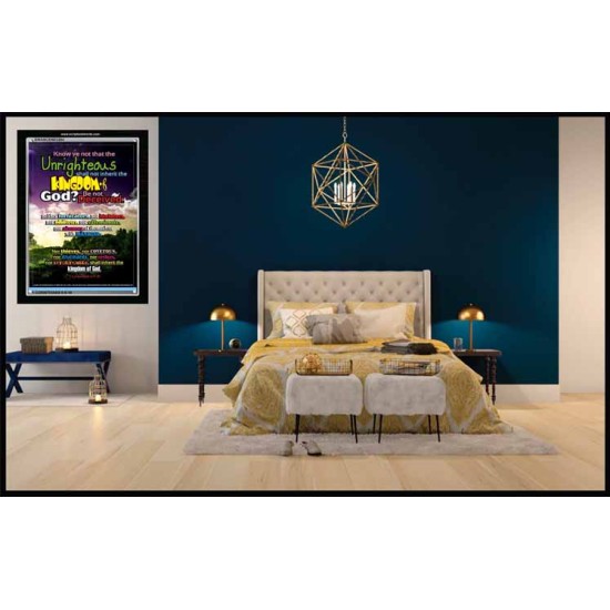 UNRIGHTEOUS SHALL NOT INHERIT THE KINGDOM   Large Framed Scripture Wall Art   (GWASCEND3204)   