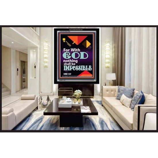 WITH GOD NOTHING SHALL BE IMPOSSIBLE   Frame Bible Verse   (GWASCEND7564)   
