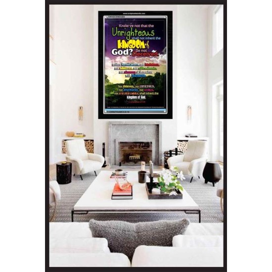 UNRIGHTEOUS SHALL NOT INHERIT THE KINGDOM   Large Framed Scripture Wall Art   (GWASCEND3204)   