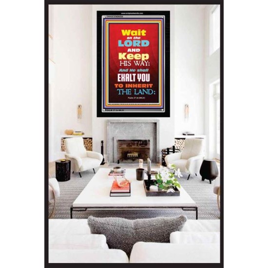 WAIT ON THE LORD   Bible Verses Wall Art Acrylic Glass Frame   (GWASCEND6535)   