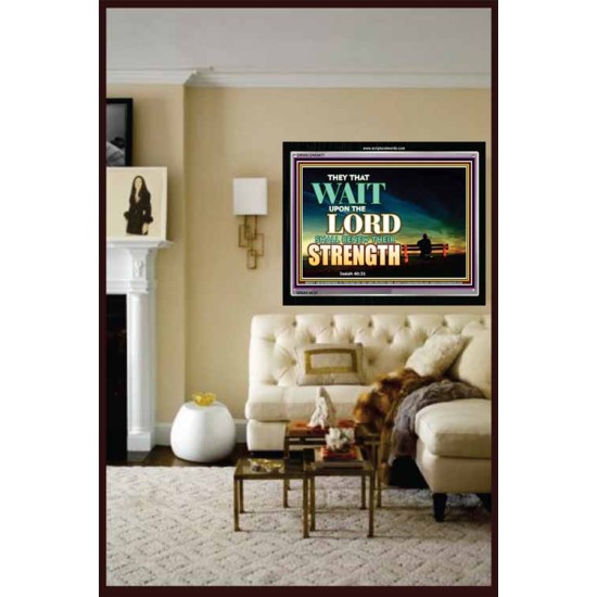 THE LORD SHALL RENEW THEIR STRENGTH   Contemporary Christian Wall Art Frame   (GWASCEND8877)   