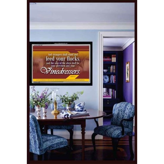 STRANGERS SHALL STAND AND FEED YOUR FLOCKS   Bible Verse Frame Art Prints   (GWASCEND1547)   