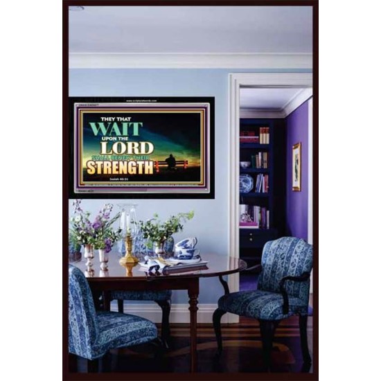 THE LORD SHALL RENEW THEIR STRENGTH   Contemporary Christian Wall Art Frame   (GWASCEND8877)   