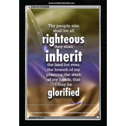 THE RIGHTEOUS SHALL INHERIT THE LAND   Scripture Wooden Frame   (GWASCEND069)   