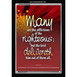 THE RIGHTEOUS IS DELIVERED BY THE LORD   Frame Bible Verse   (GWASCEND086)   