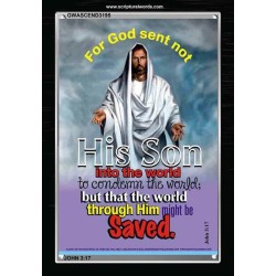 THE WORLD THROUGH HIM MIGHT BE SAVED   Bible Verse Frame Online   (GWASCEND3195)   