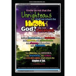 UNRIGHTEOUS SHALL NOT INHERIT THE KINGDOM   Large Framed Scripture Wall Art   (GWASCEND3204)   "25x33"