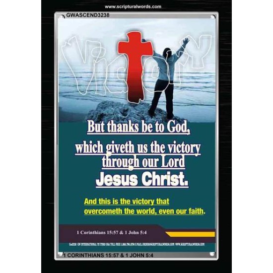 VICTORY THROUGH OUR LORD JESUS CHRIST   Encouraging Bible Verses Framed   (GWASCEND3238)   