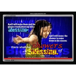 SHOWERS OF BLESSING   Frame Scripture Dcor   (GWASCEND3605)   