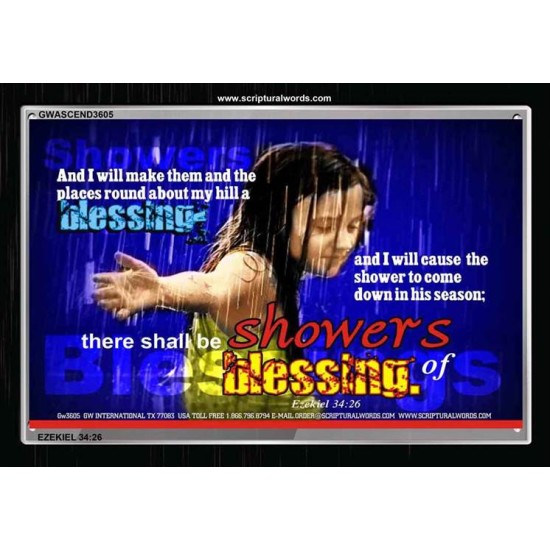 SHOWERS OF BLESSING   Frame Scripture Dcor   (GWASCEND3605)   
