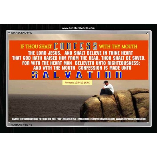 THOU SHALT BE SAVED   Framed Scripture Dcor   (GWASCEND4102)   