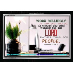 WORKING AS FOR THE LORD   Bible Verse Frame   (GWASCEND4356)   