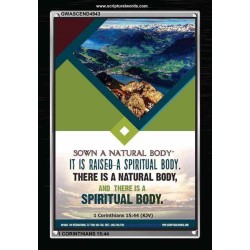 THERE IS A SPIRITUAL BODY   Inspirational Wall Art Wooden Frame   (GWASCEND4943)   