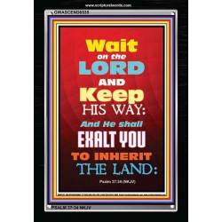 WAIT ON THE LORD   Bible Verses Wall Art Acrylic Glass Frame   (GWASCEND6535)   "25x33"