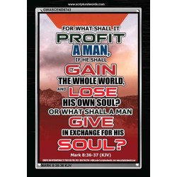 WHAT SHALL IT PROFIT A MAN   Framed Scriptural Dcor   (GWASCEND6743)   "25x33"