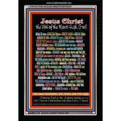 NAMES OF JESUS CHRIST WITH BIBLE VERSES    Religious Art Acrylic Glass Frame   (GWASCENDJESUSCHRISTPORTRAIT)   "25x33"