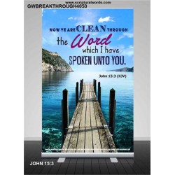 YE ARE CLEAN THROUGH THE WORD   Contemporary Christian poster   (GWBREAKTHROUGH4050)   
