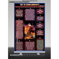 THE TEN COMMANDMENTS   Scriptural Law Art in Standing Banner   (GWBREAKTHROUGH6913)   "5x34"