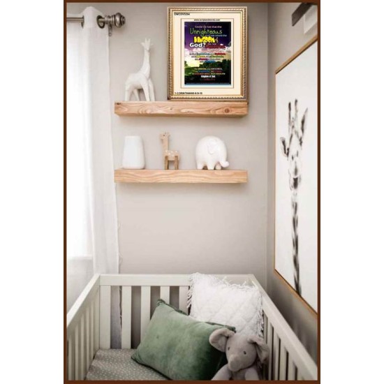 UNRIGHTEOUS SHALL NOT INHERIT THE KINGDOM   Large Framed Scripture Wall Art   (GWCOV3204)   