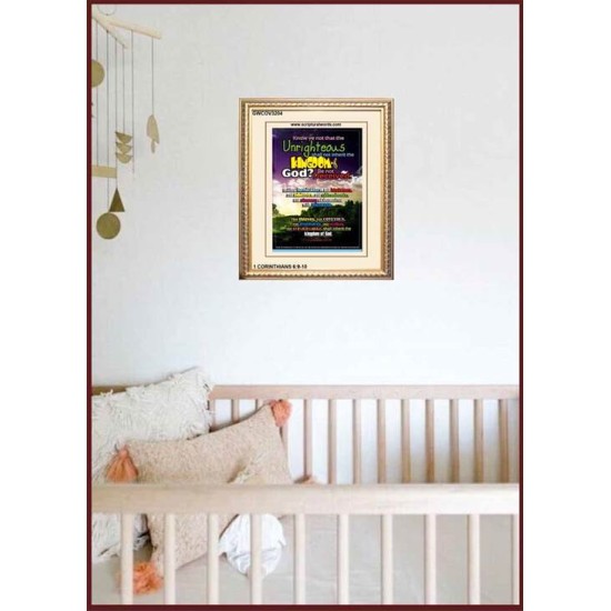 UNRIGHTEOUS SHALL NOT INHERIT THE KINGDOM   Large Framed Scripture Wall Art   (GWCOV3204)   