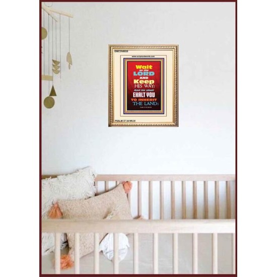 WAIT ON THE LORD   Bible Verses Wall Art Acrylic Glass Frame   (GWCOV6535)   