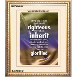 THE RIGHTEOUS SHALL INHERIT THE LAND   Scripture Wooden Frame   (GWCOV069)   