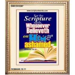 WHOSOEVER BELIEVETH   Acrylic Glass Frame Scripture Art   (GWCOV3297)   "18x23"