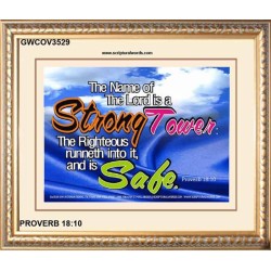 A STRONG TOWER   Encouraging Bible Verses Framed   (GWCOV3529)   "23X18"