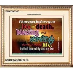 SET BEFORE YOU LIFE AND DEATH   Bible Verse Framed Art   (GWCOV3547)   