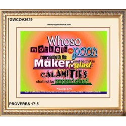 WHOSO MOCKETH THE POOR   Frame Scriptural Dcor   (GWCOV3629)   "23X18"