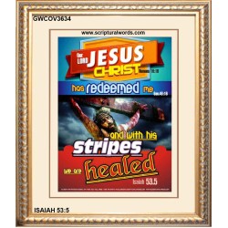 WITH HIS STRIPES   Bible Verses Wall Art Acrylic Glass Frame   (GWCOV3634)   